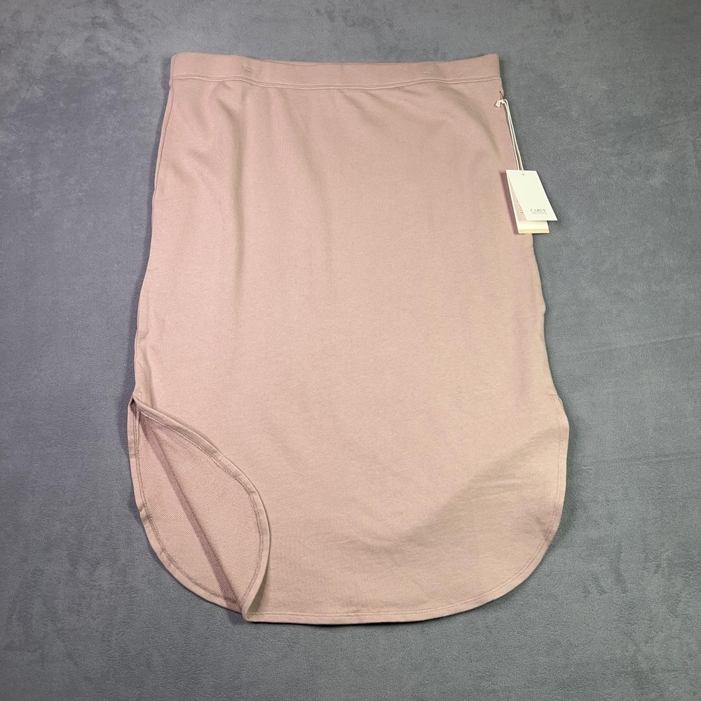 Carve Designs June Skirt Women XL Fawn Pink Organic Cotton French Terry Midi NWT - Picture 2 of 9